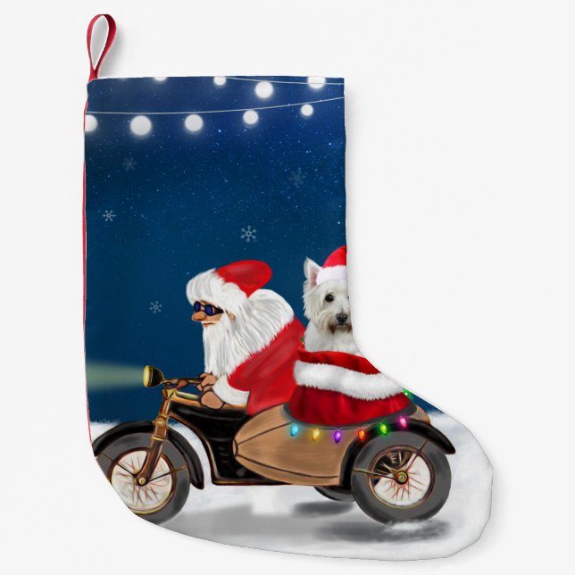 West Highland White Terrier Christmas Santa Claus Small Christmas Stocking (Front)