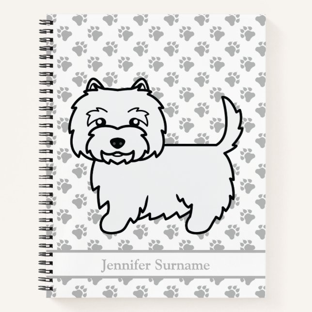 West Highland White Terrier Cute Dog & Custom Text Notebook (Front)