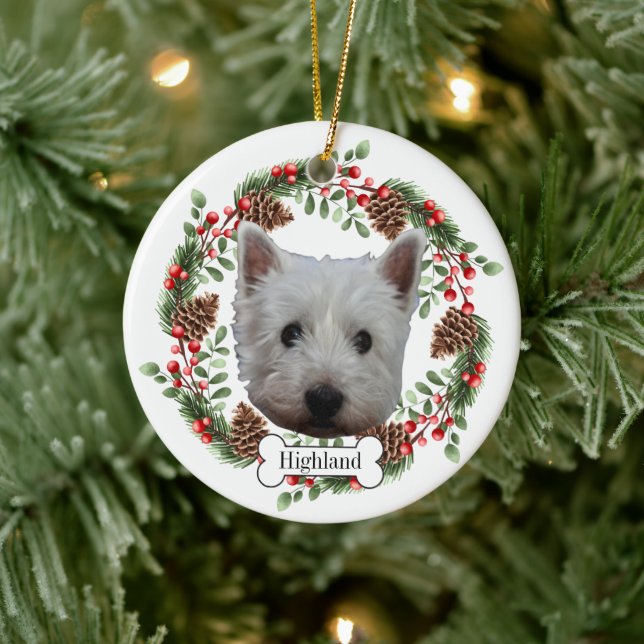 west highland white terrier dog ceramic ornament (Tree)
