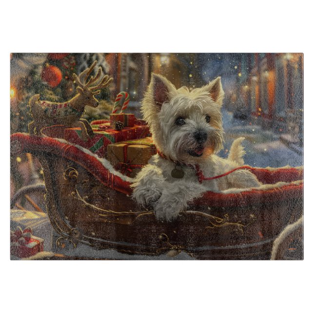 West Highland White Terrier Dog Christmas Festive  Cutting Board (Front)