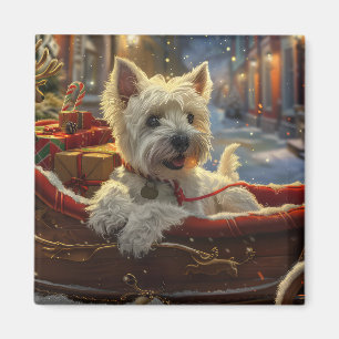 West Highland White Terrier Dog Christmas Festive Magnet