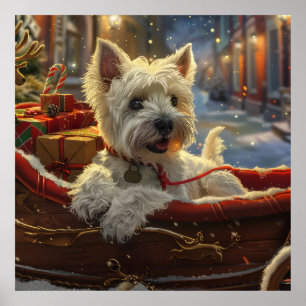 West Highland White Terrier Dog Christmas Festive  Poster