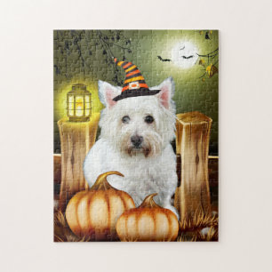West Highland White Terrier Dog Halloween  Jigsaw Puzzle