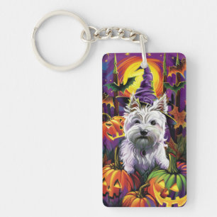 West Highland White Terrier Dog Halloween Witch Key Ring