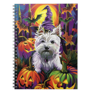 West Highland White Terrier Dog Halloween Witch Notebook