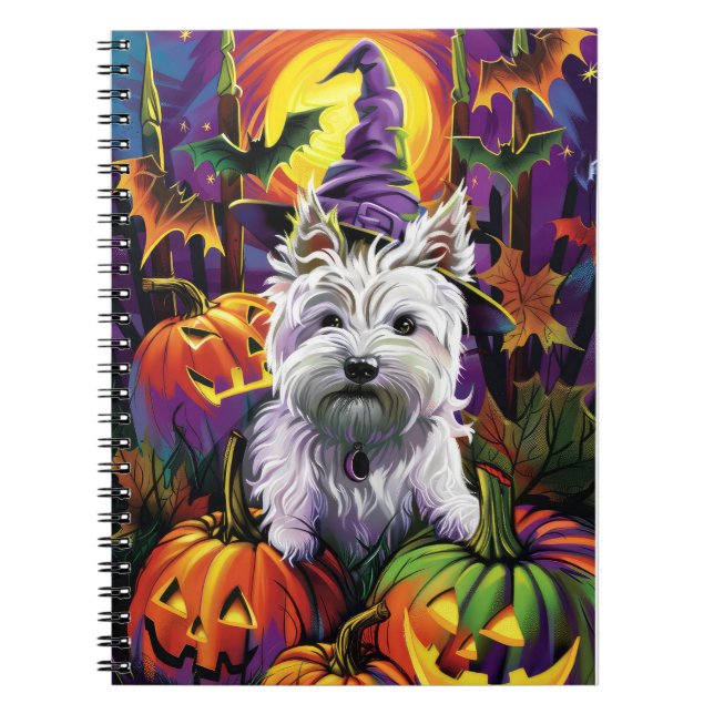 West Highland White Terrier Dog Halloween Witch Notebook (Front)