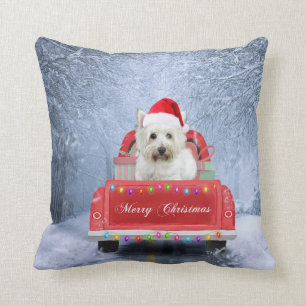 West Highland White Terrier Dog in Snow truck Cushion