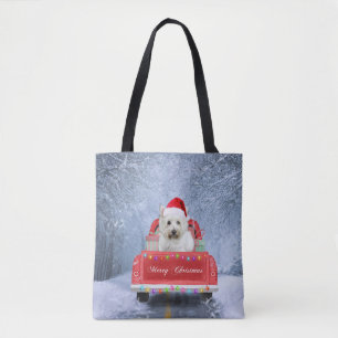West Highland White Terrier Dog in Snow truck Tote Bag