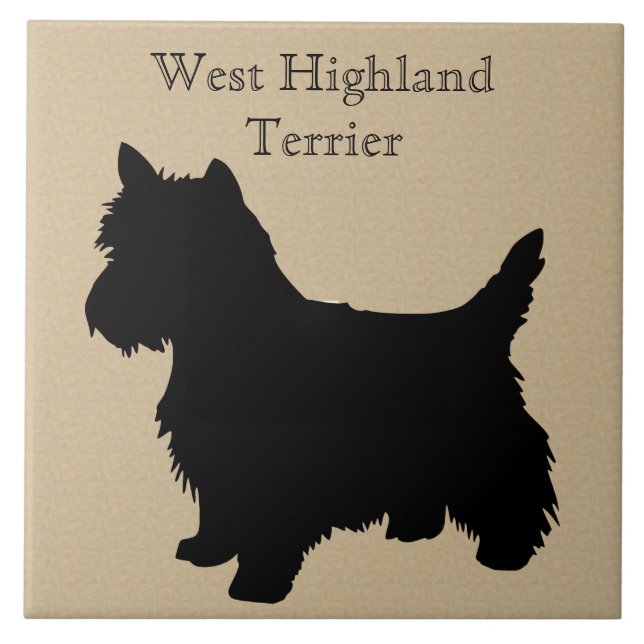 West Highland White Terrier Dog Silhouette Ceramic Tile (Front)