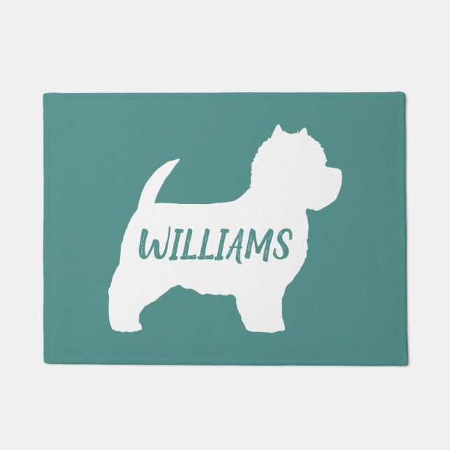 West Highland White Terrier Dog Silhouette Custom Doormat (Front)