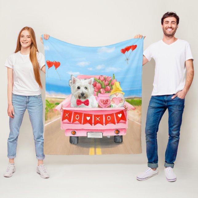 West highland white terrier Dog Valentine's Day Fleece Blanket (In Situ)