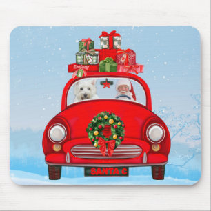 West Highland White Terrier Dog With Santa Claus  Mouse Pad