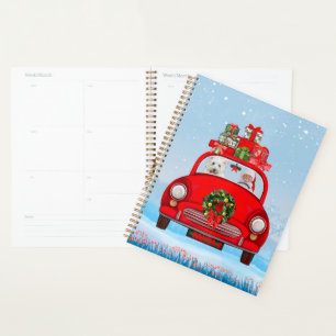 West Highland White Terrier Dog With Santa Claus Planner