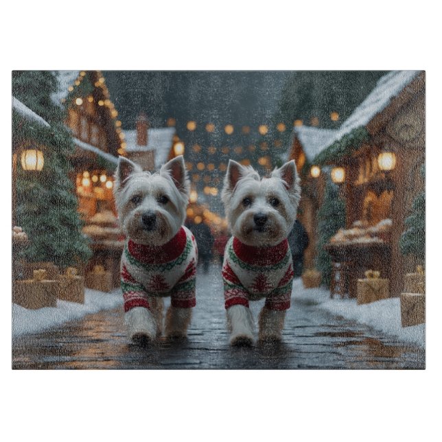 West Highland White Terrier Dogs Christmas Snow  Cutting Board (Front)