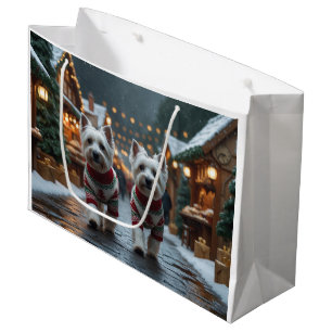 West Highland White Terrier Dogs Christmas Snow  Large Gift Bag