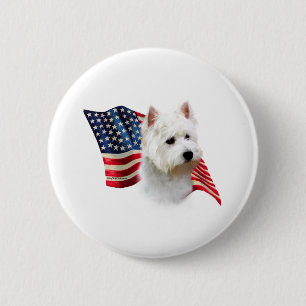 West Highland White Terrier Flag 6 Cm Round Badge