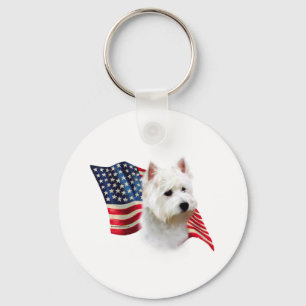 West Highland White Terrier Flag Key Ring