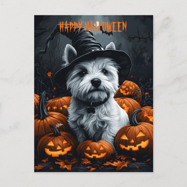 West Highland White Terrier Halloween Postcard (Front)