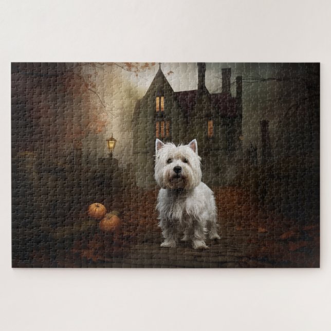 West Highland White Terrier Halloween Scary Jigsaw Puzzle (Horizontal)