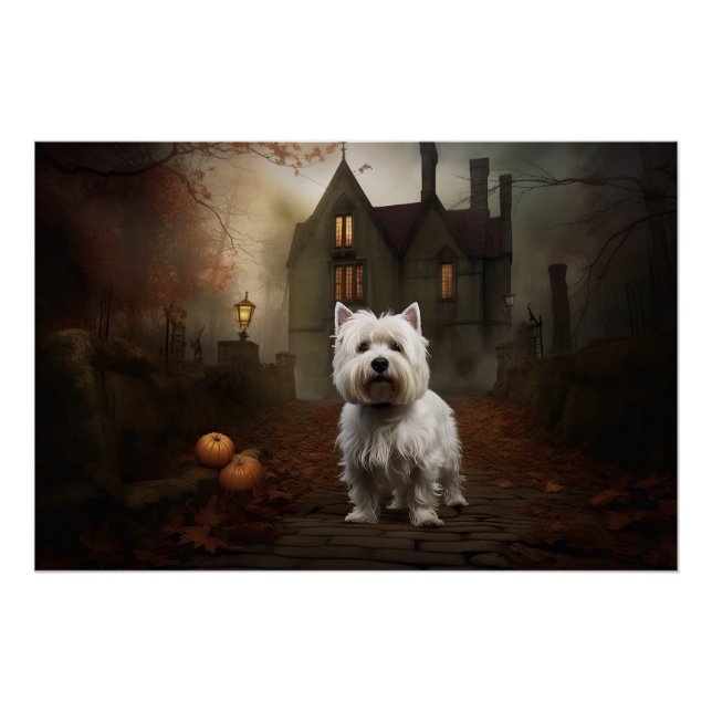 West Highland White Terrier Halloween Scary Poster (Front)