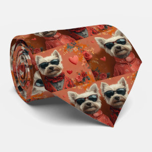 West Highland White Terrier Heart Valentine's Day Tie