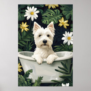 West Highland White Terrier In Bathtub Poster