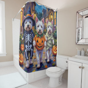 West Highland White Terrier In Halloween Costumes Shower Curtain