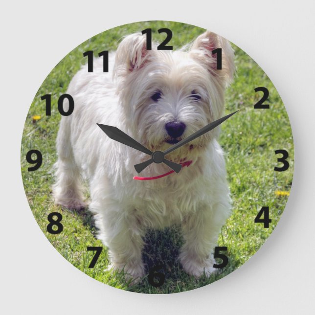 West Highland White Terrier Large Clock (Front)