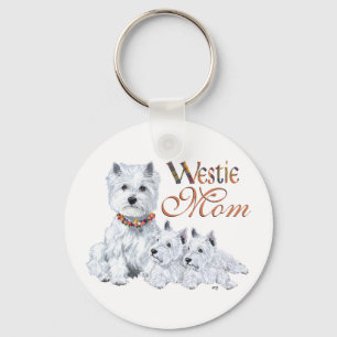 West Highland White Terrier Mum & Pups Key Ring