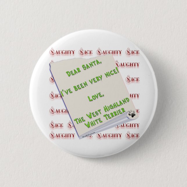 West Highland White Terrier Naught... - Button (Front)