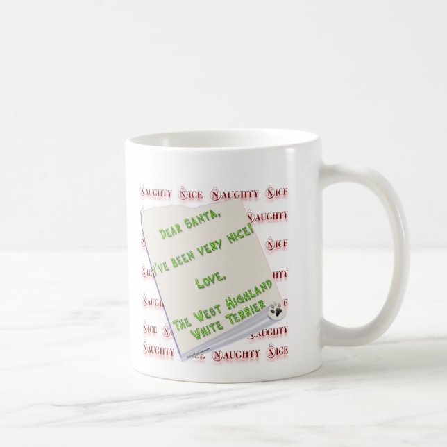 West Highland White Terrier Naughty or Nice Coffee Mug (Right)