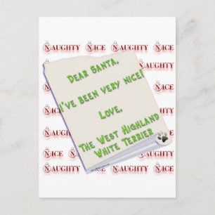 West Highland White Terrier Naughty or Nice Holiday Postcard