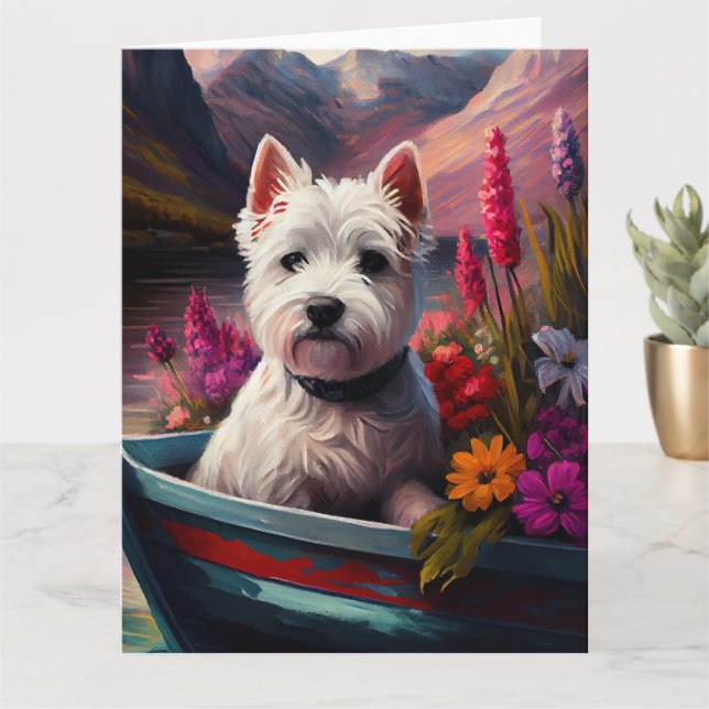 West Highland White Terrier on Boat Card (Small Plant)