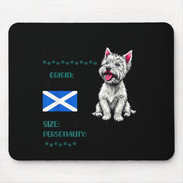 West Highland White Terrier Origin Funny Westie Do Mouse Pad (Front)