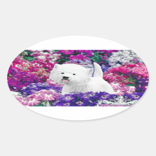 West Highland White Terrier Painting Dog Art Oval Sticker