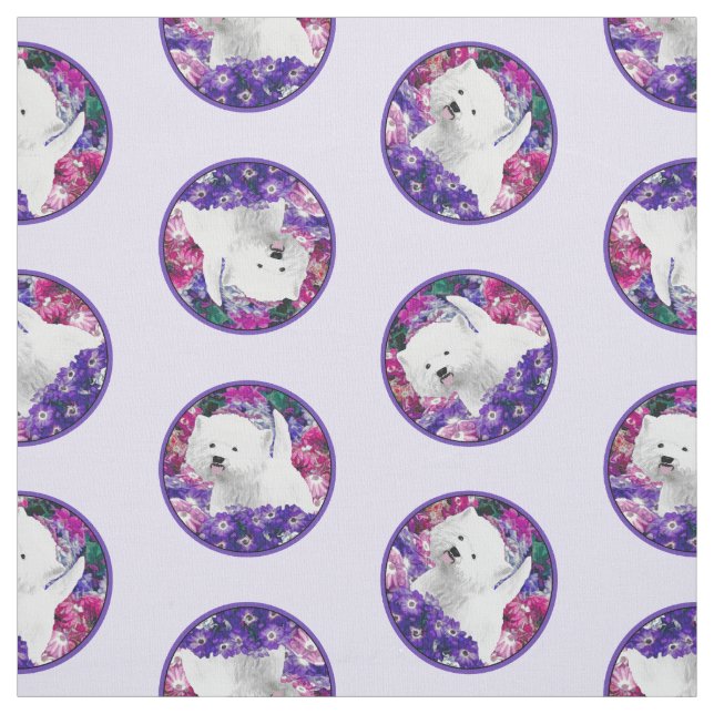 West Highland White Terrier Painting Westie Dog Fabric (Swatch)