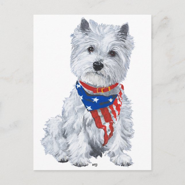 West Highland White Terrier Patriotic Postcard (Front)