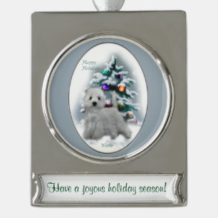 West Highland White Terrier Personalised Christmas Silver Plated Banner Ornament