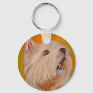 West Highland White Terrier Portrait Key Ring