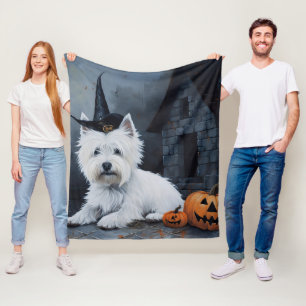 West Highland White Terrier Pumpkin Halloween  Fleece Blanket