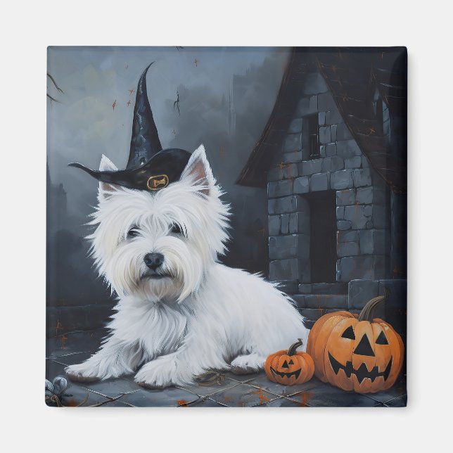 West Highland White Terrier Pumpkin Halloween  Magnet (Front)