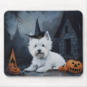 West Highland White Terrier Pumpkin Halloween Mouse Pad