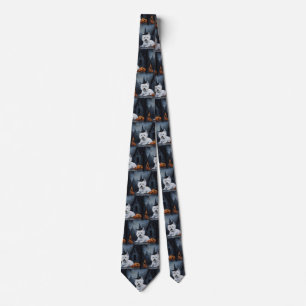 West Highland White Terrier Pumpkin Halloween Tie