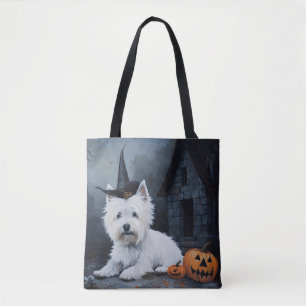 West Highland White Terrier Pumpkin Halloween Tote Bag