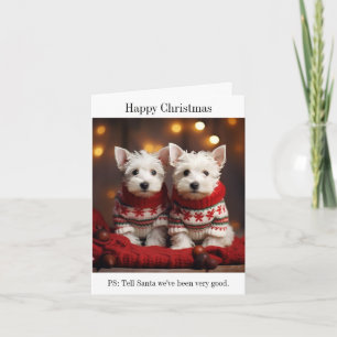 West Highland White Terrier Puppies Christmas Card