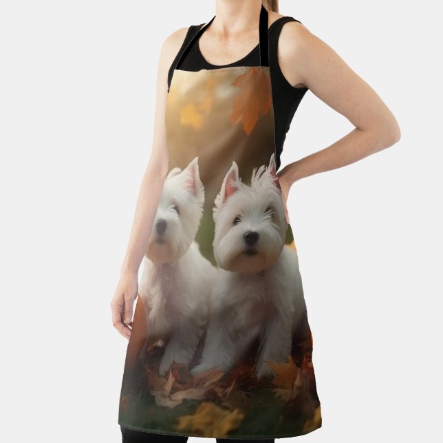 West Highland White Terrier Puppy Autumn Pumpkin Apron (Insitu)