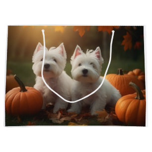 West Highland White Terrier Puppy Autumn Pumpkin Large Gift Bag