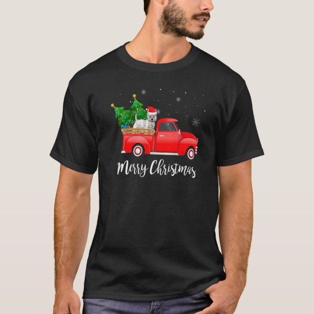 West Highland White Terrier Red Truck Christmas Tr T-Shirt (Front)