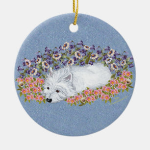 West Highland White Terrier Repose Ceramic Tree Decoration