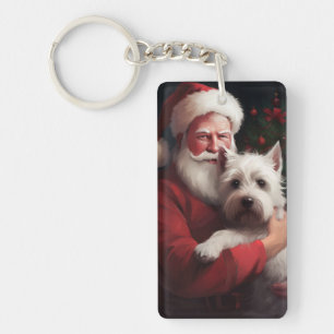 West Highland White Terrier Santa Claus Christmas Key Ring